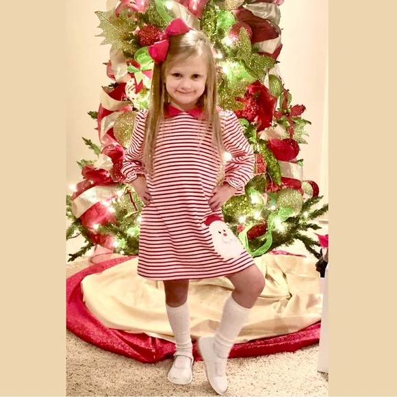 Girls Zucchini Red and White Santa Appliqué Christmas Dress Size 4T - Picture 12 of 12